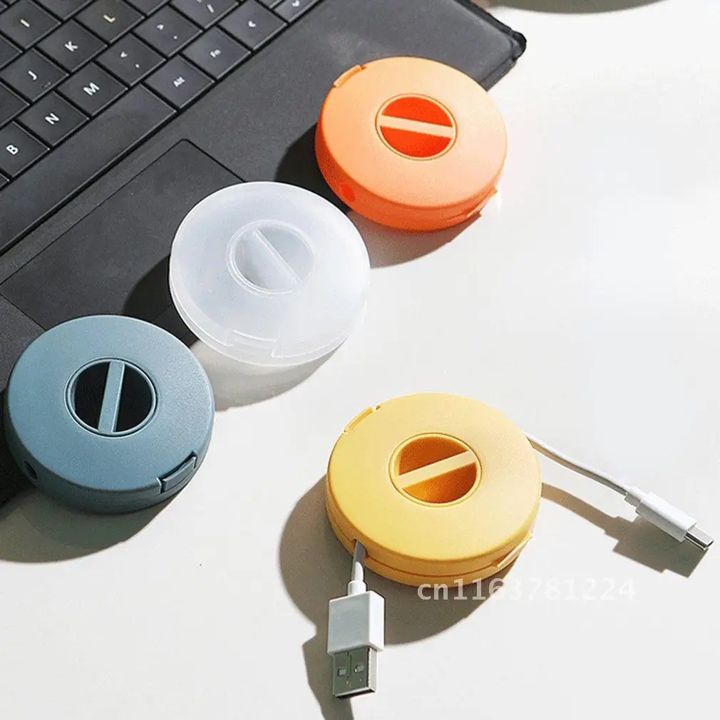 

Small Portable Round Rotatable Data Cable Organizer Storage Box Mobile Phone Charging Cable Winder Can Be Carried Cable Winder