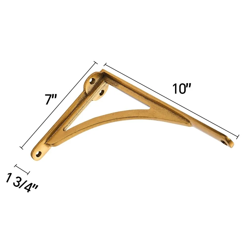 Vintage gepolijst chroom decoratieve wandplankbeugels, 8 inch massief messing, set van 2 voor elegante huisstyling