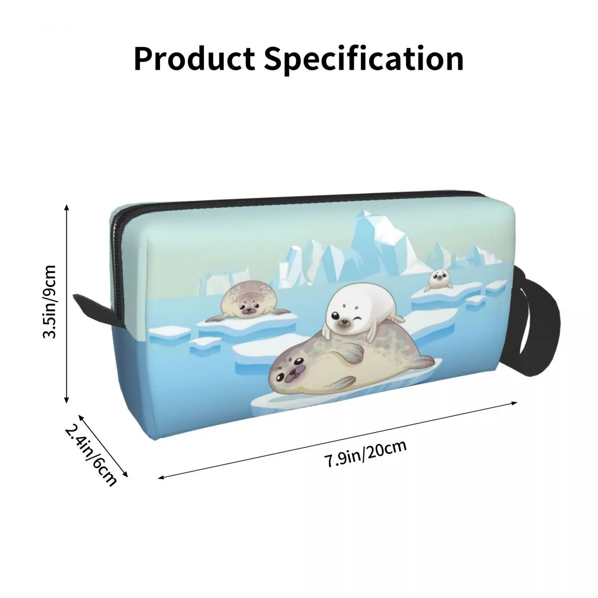 Cute Seals Family Cartoon Makeup Bag Cosmetic Organizer Storage Dopp Kit Toiletry Cosmetic Bag Women Beauty Travel Pencil Case