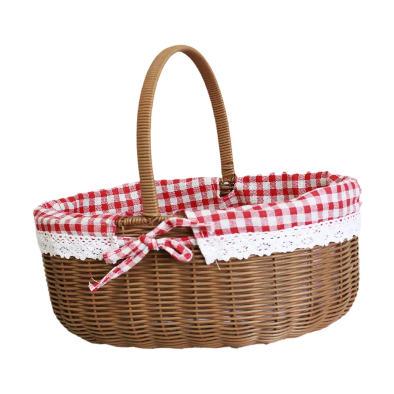 

Outdoor Picnic Basket Photo Props Sturdy Container Nonslip Handle Gift Packing Basket for Farmhouse Home Wedding Pantry Kitchen