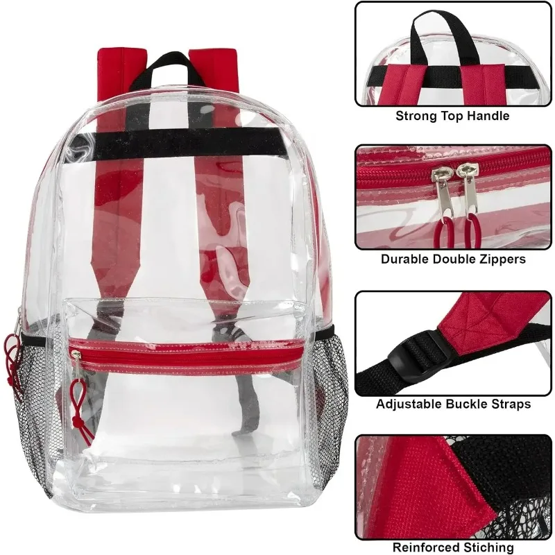 Trail maker Clear Backpack with Padded Straps, Side Pockets for Kids Boys Girls, School Stadium Approved Events