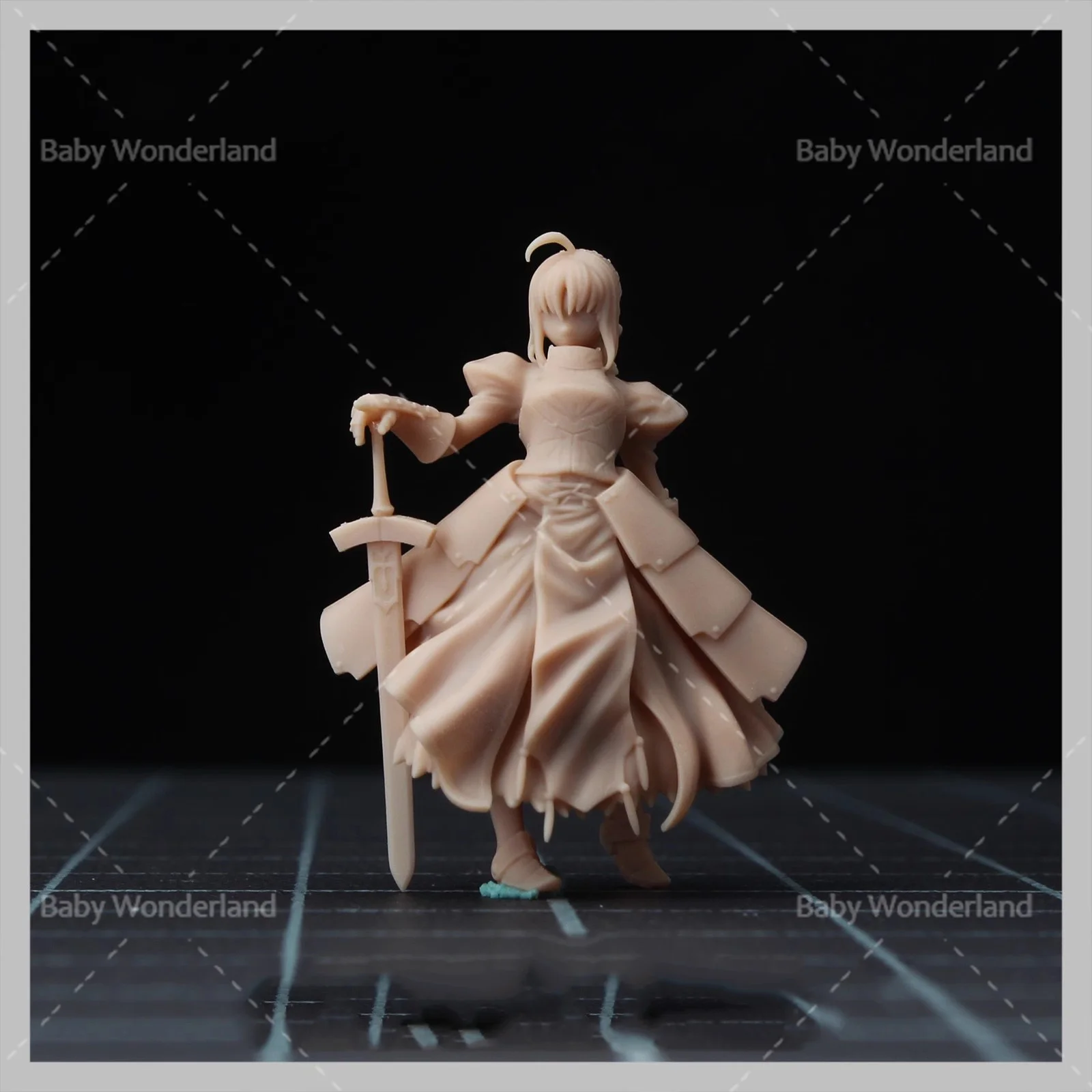 

Miniatures Figures 1/64 1/43 Anime Character Wearing Armor Girl Doll Unpainted Model Creative Photography Scene Car Vehicle Toy