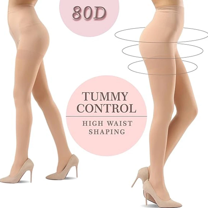 HA WA 80D Ultra-thin Tights Female Sexy Stocking High Elasticity Nylon Stockings Anti-hook High Waist Tummy Pantyhose