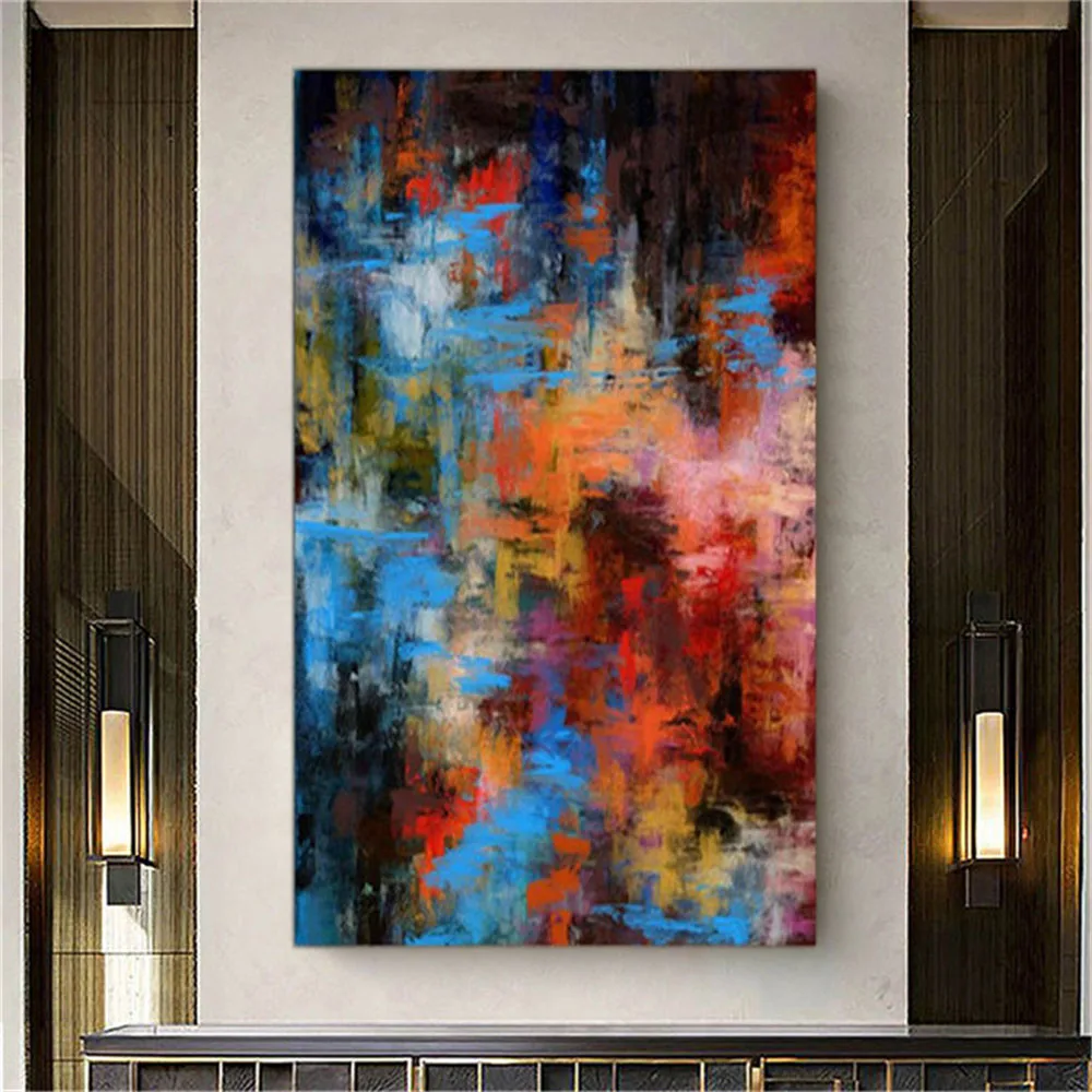 

Hand-Painted Modern Oil Painting On Canvas Red Orange Abstract Fashion Wall Art Pictures For Living Room Decor Home Wall Artwork