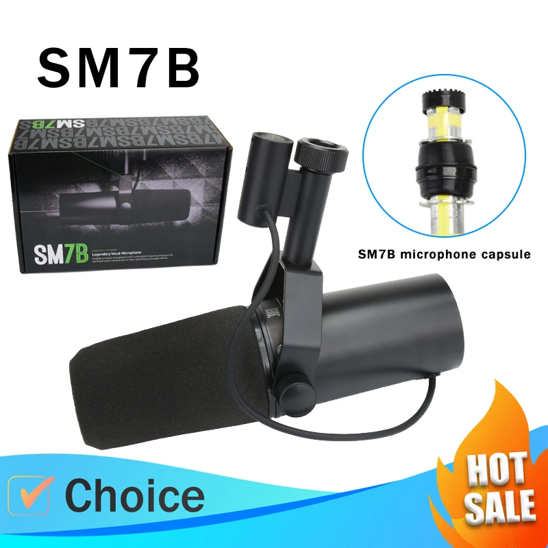SM7dB SM7B Dynamic Microphone Podcast Studio Live/Stage Recording Podcast Set Heart shaped Metal Microphone, Wide Frequency
