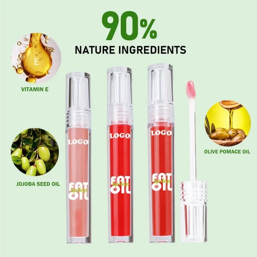 Private Label Lip Oil Pigment Moisturizing Nourishing Anti-drying Cracking Custom Logo Makeup Wholesale Cruelty Free Round Tube