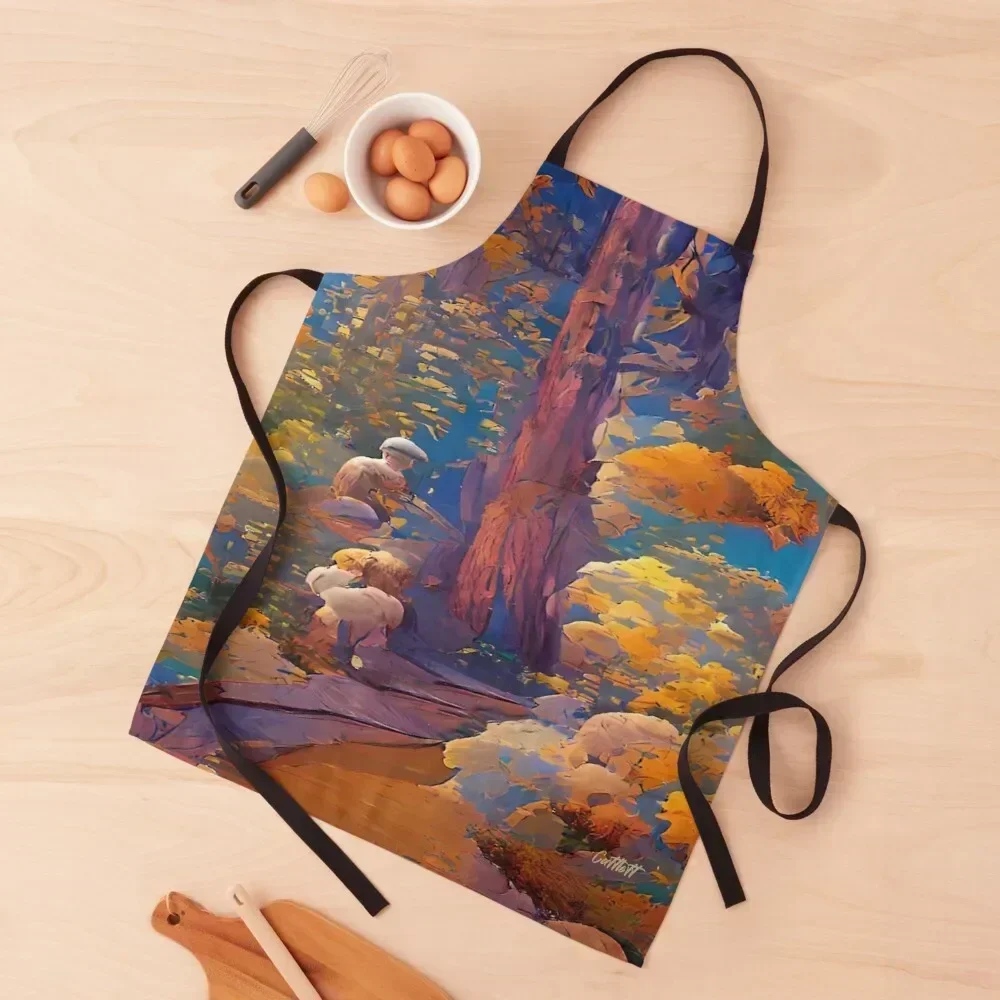 

Painting of Forest Hiking Trail - Redwoods in the Fall - Hiking Apron custom women's kitchen kitchen girl Apron