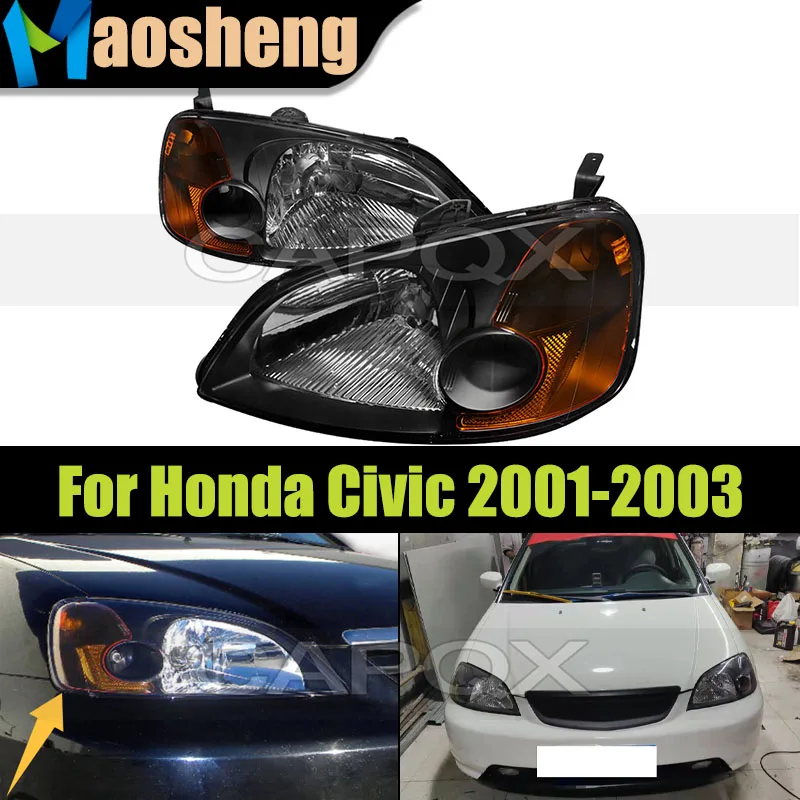 1Pair US Version Manual Front Headlight Head Light For Honda Civic ES7 ES5 ES1 2001 2002 2003 Headlamp Head Lamp Driver Light