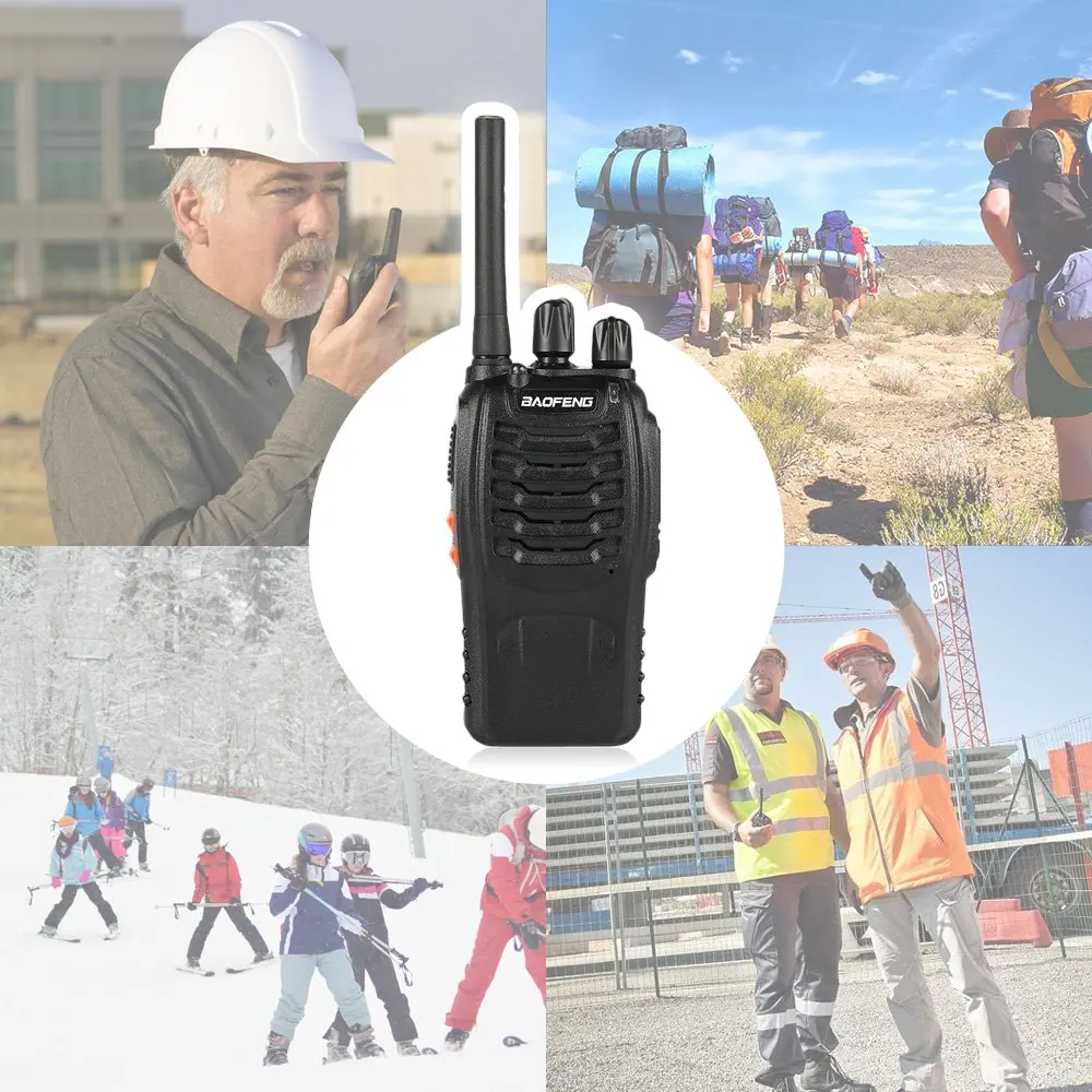 2pcs BF-88A Walkie Talkie With Earpiece (Upgrade Version BF-888S) FRS Rechargeable Two-Way Radio VOX With USB Charging LED