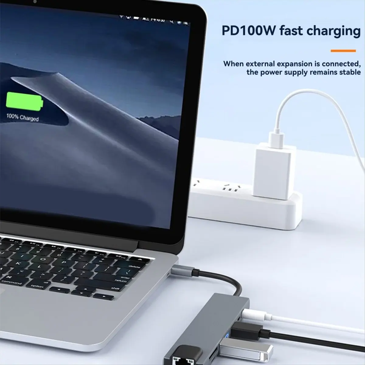[VALUE PACK]USB C HUB 4K -Compatible 100W PD USB 3.0 Docking Station RJ45 SD/TF Card Reader for Notebook Laptop Computer