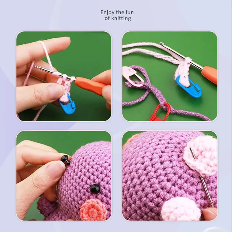 NUBECOM Dinosaur Doll Handwork Crochet Kit DIY Ornament Pendant Hand-knitting Material Package Dolls Making For Beginners Gift