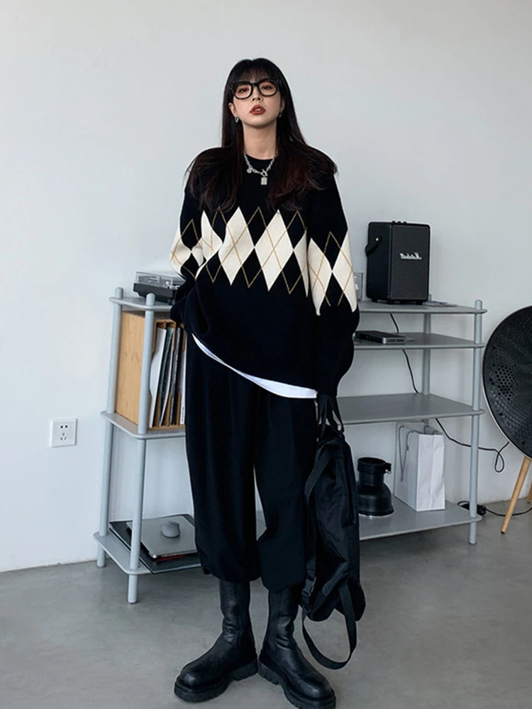 سترة نسائية جديدة لعام 2025 من Thiened فضفاضة كسول Sle Bla سترة حلوة مطبوعة طويلة Sve مستديرة Ne Spring Faion ملابس خارجية #1