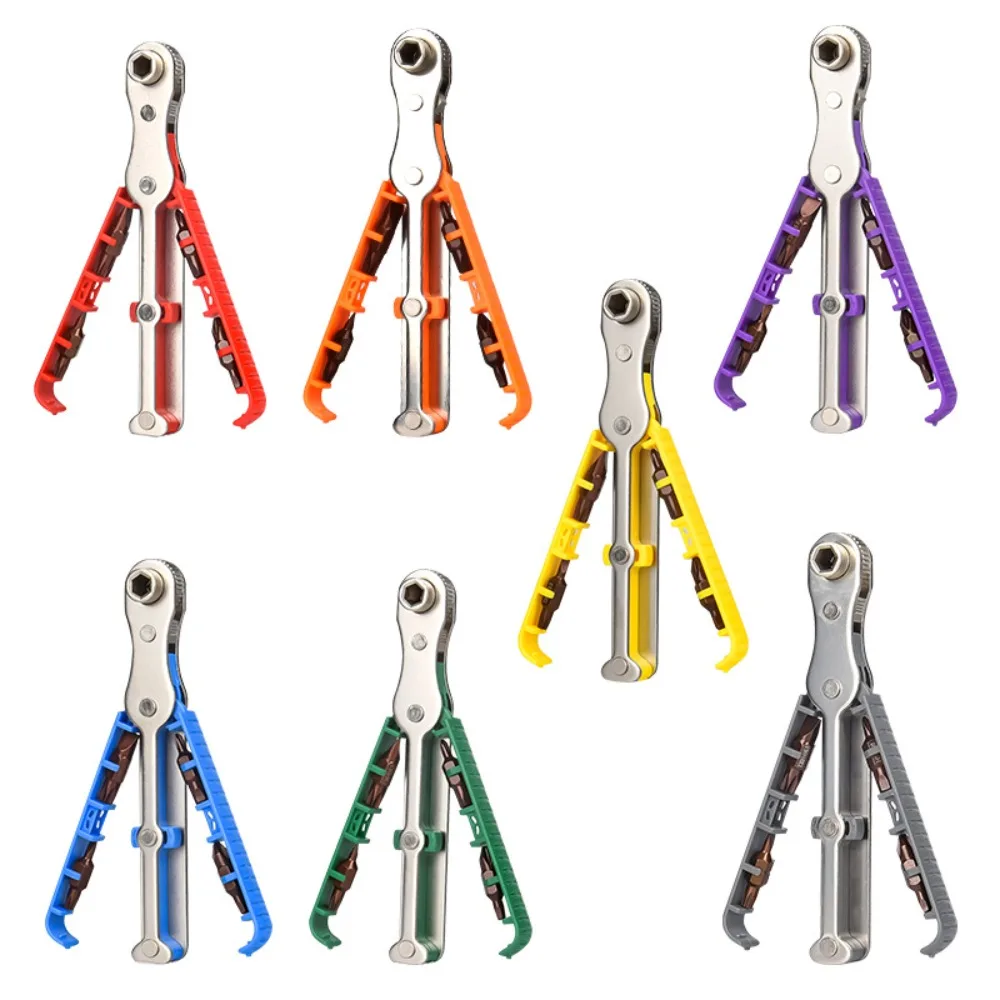 Steel Ratchet Screwdriver Set Elbow Flat Head Wrench Cross Screw Driver Bit Multifunctional Repair Tool