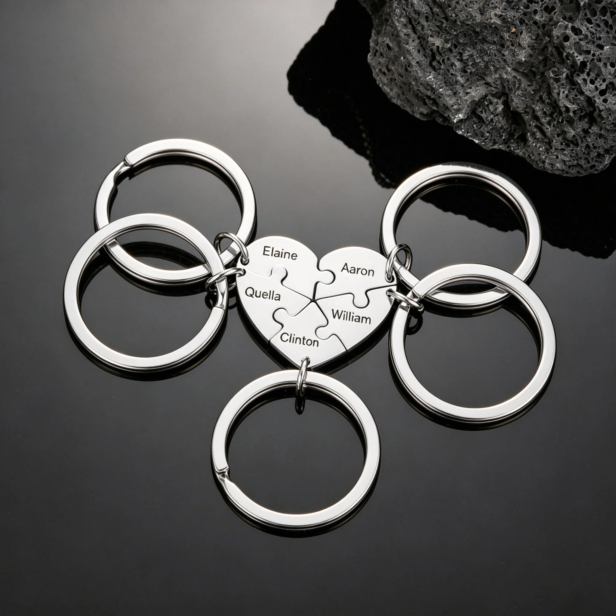 Personalized Heart Keychain Name Custom Puzzle Family Mother Child Kid Gift For Women Men Couple Stainless Steel Jewelry Gift view 5