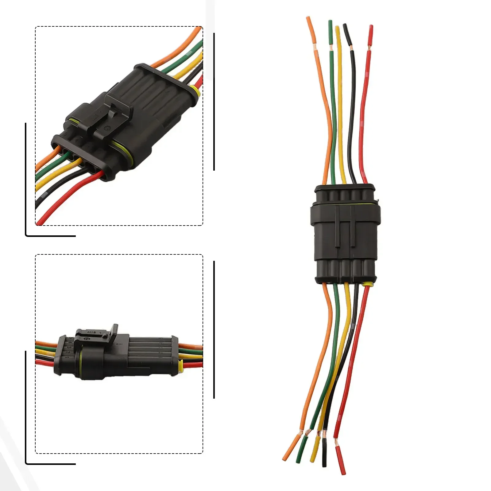 Automotive Electrical Connector Sealed Male Female Connector 10cm Cable Length 22AWG Wire Gauge Copper Contacts