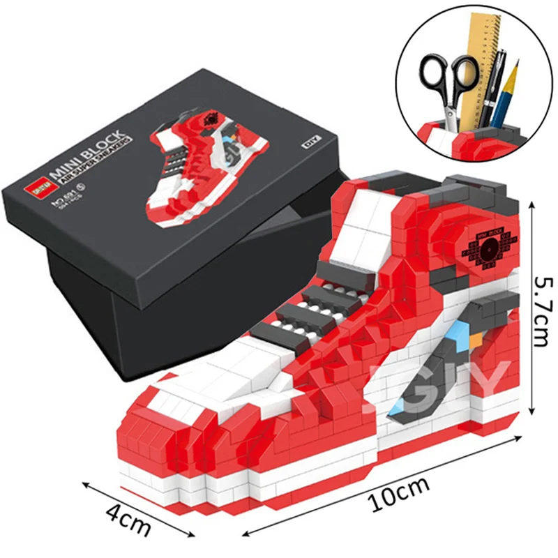 Mini bloques de construcción DIY para niños, zapatillas deportivas de baloncesto, modelo de zapatillas de deporte, bloques de construcción de Anime, juguetes de montaje para bloques, regalos para niños