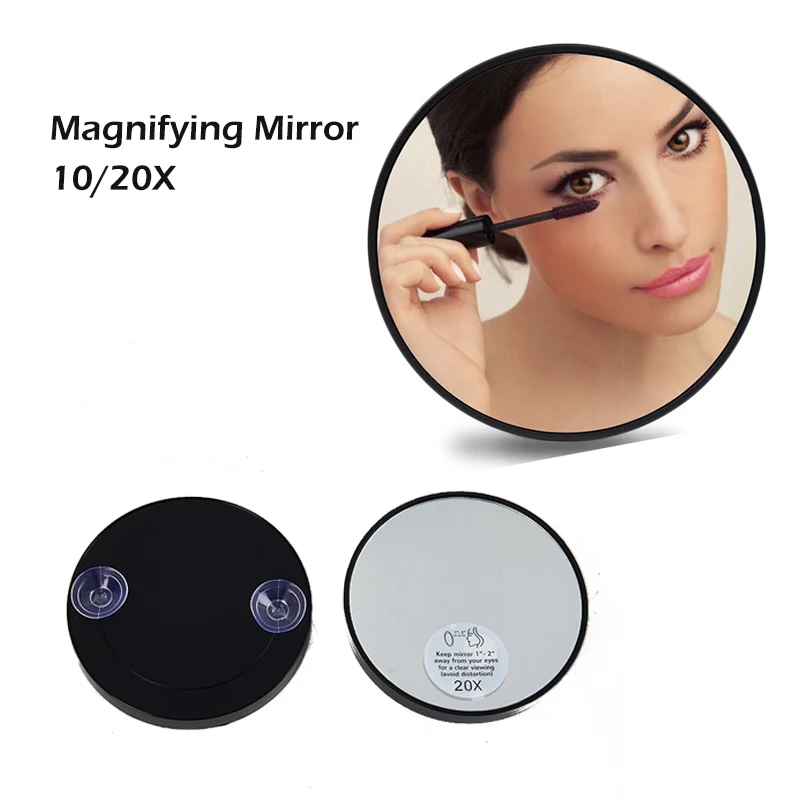 10/20X Pocket With Tweezer Magnifying Mirror Round Suction Cup Compact Dorms Portable Travel ABS Bedroom Bathroom For Makeup