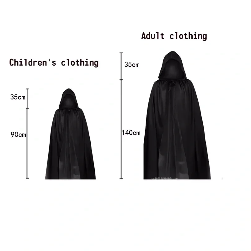 Halloween Cosplay Costumes, Adult Children's Cloaks, Black Medieval Male Wizard Robes, Grim Reaper Costumes, Monk Hats