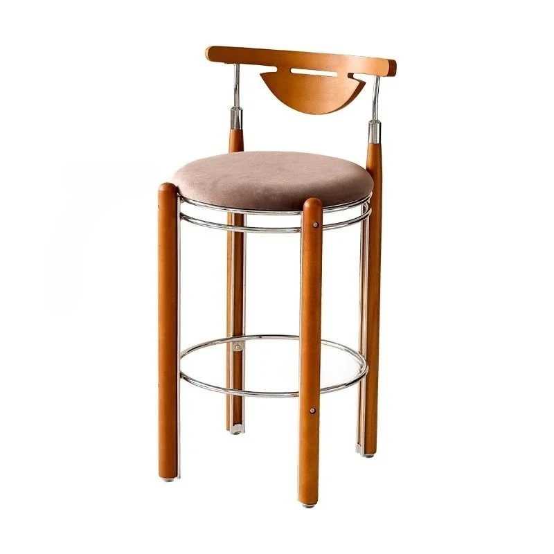 

& Vintage Nordic Designer Bar Stools Retro High Chairs for Home Kitchen Island Solid Wood Backrest Bar chairs home Furniture