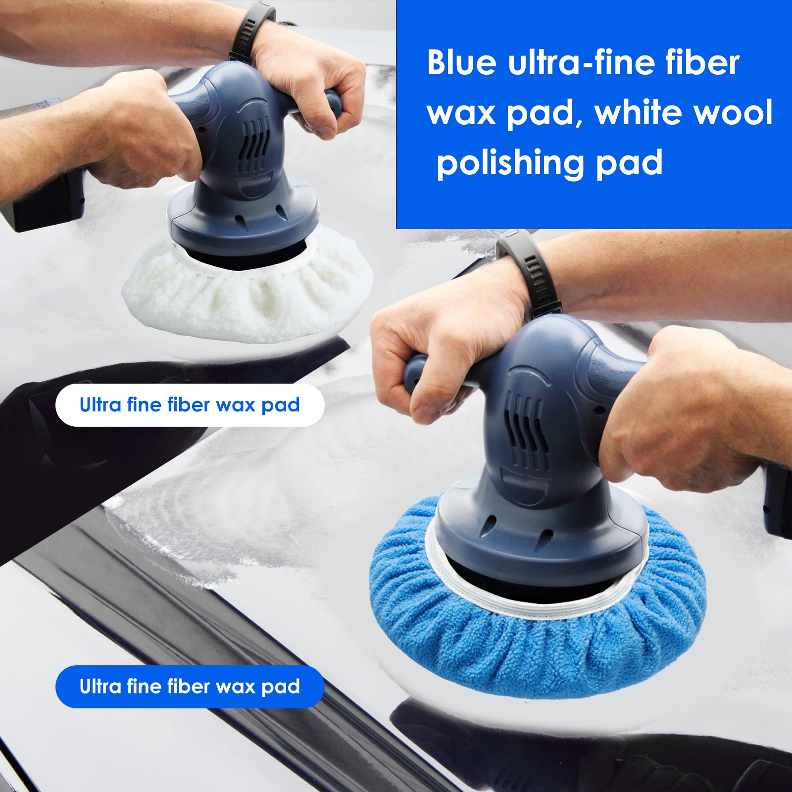 15Pcs Car Polisher Pad Bonnet 7-8 Inch 9-10 Inch Reusable Car Buffing Pad Cover with Microfiber Wax Pads Woollen Polishing Pads