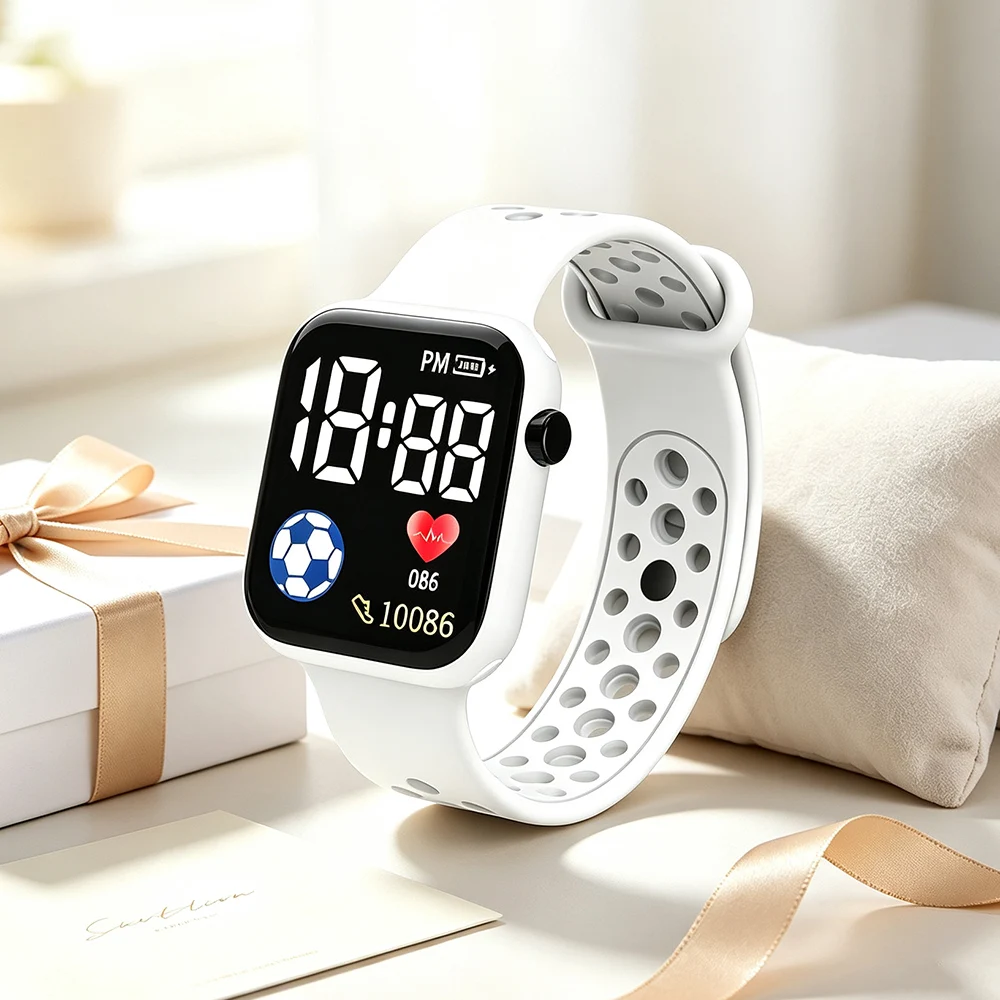 Fashion LED Digital Children Watch For Kids Sports Football Women Watches Girls Silicone Band Casual Wristwatch Student Gifts