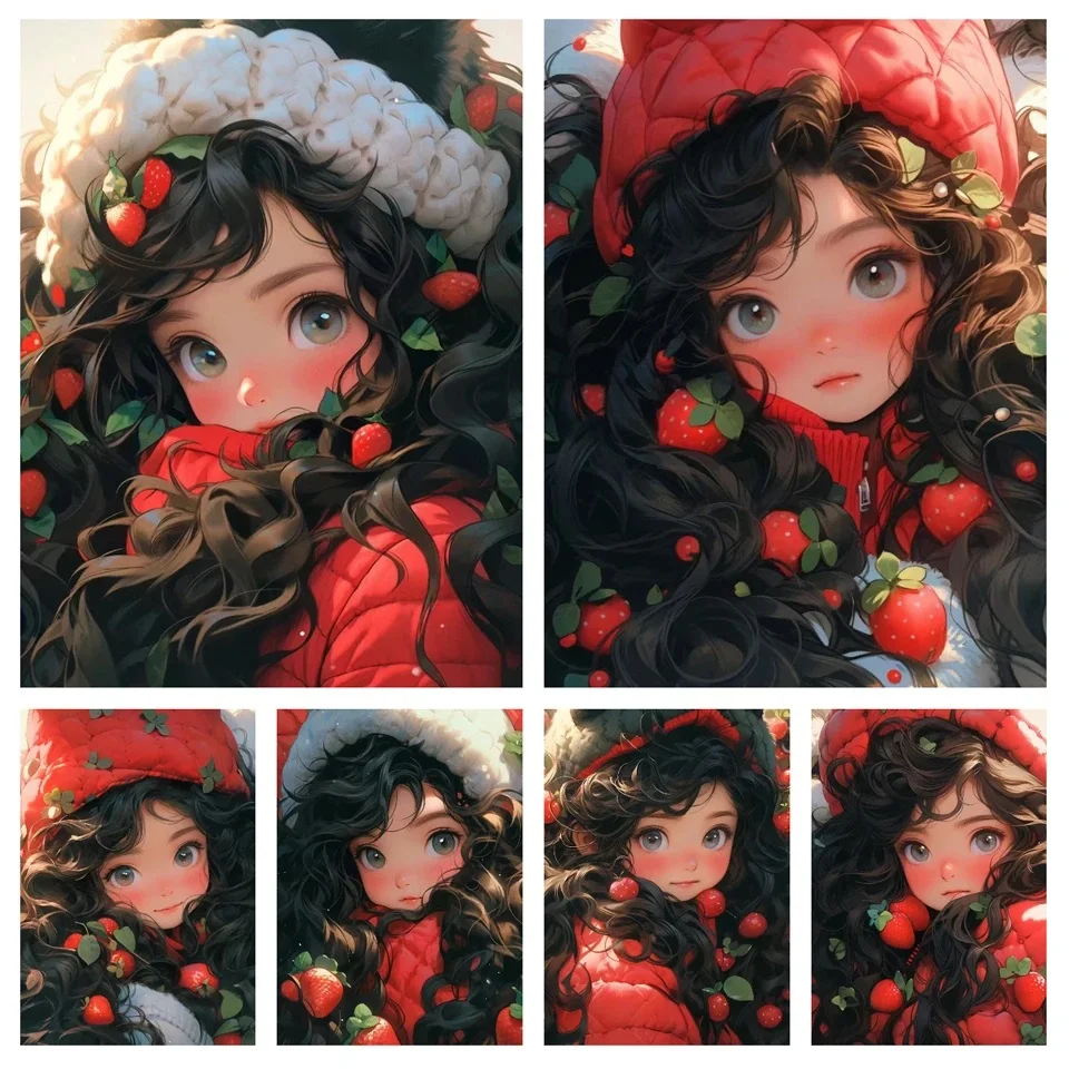 Diy 5d Diamond Painting Strawberry Girl Cross Stitch Kit New Collection 2024 Diamond Mosaic Embroidery Sale Wall Decor X1419