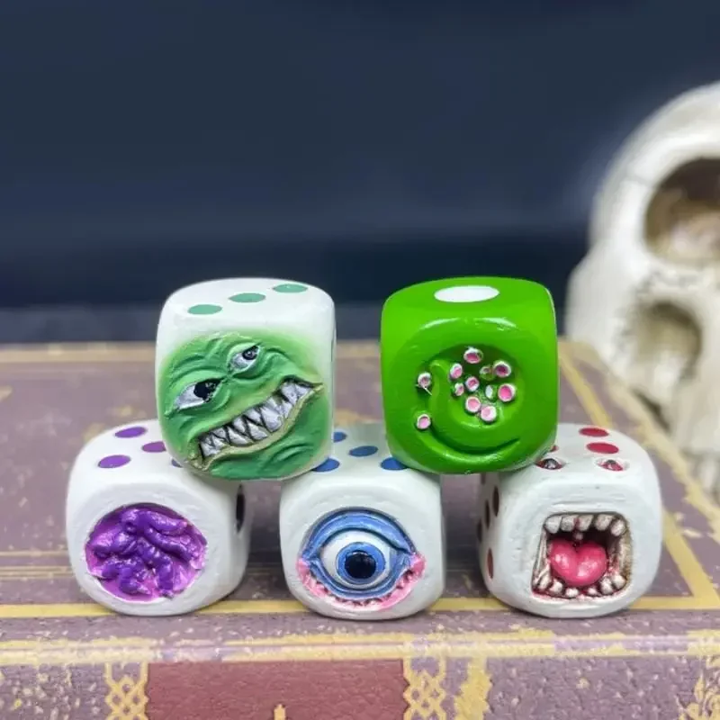 Monster Dice  Funy Monster Face Resin Dice Set  Halloween Tabletop Game Dice Set Props  Monster Dice Set for Table Games