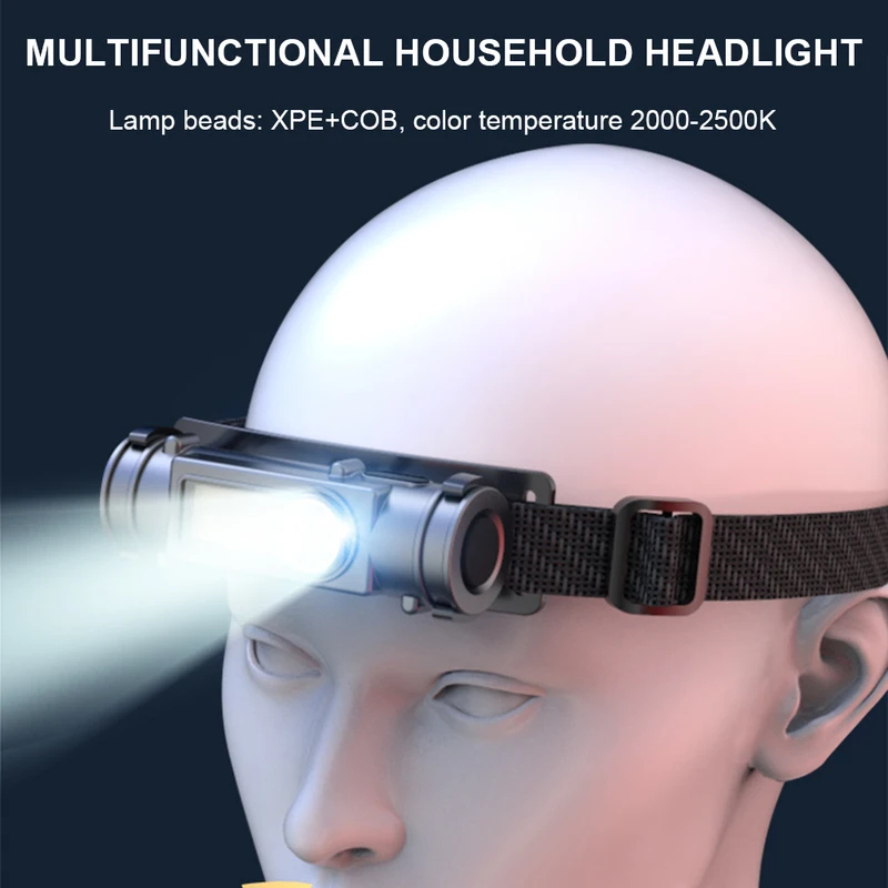  COB Flashlight Magnetic Head Lamp Waterproof Work Light USB Rechargeable for Outdoor Camping Running Cycling Fishing 