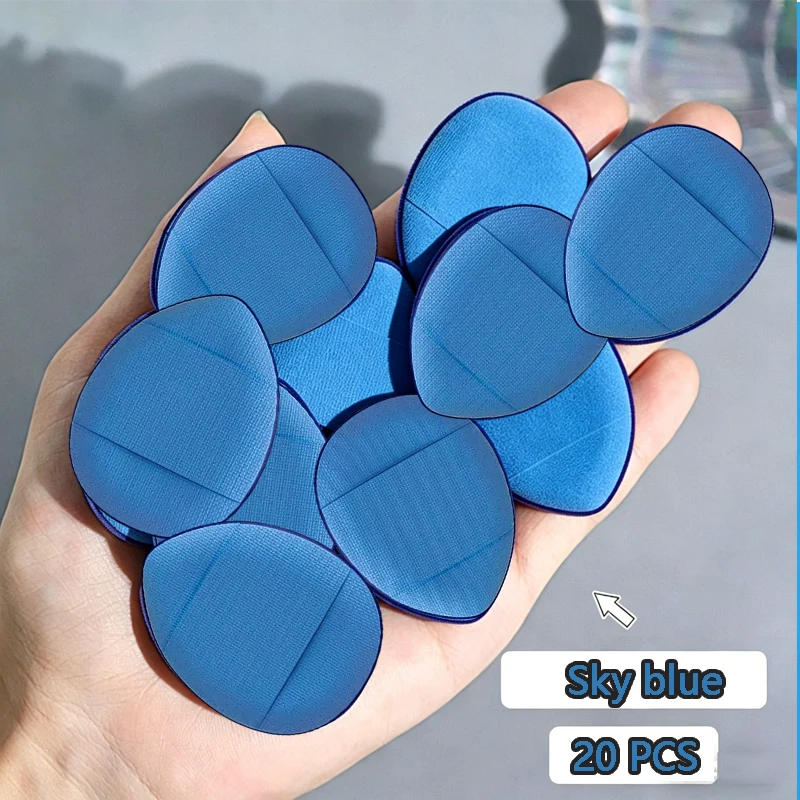 7/20er-Pack weiche, blau getönte, tropfenförmige Make-up-Pads, geeignet für Foundation, Gesichtspuder, Concealer und Rouge.