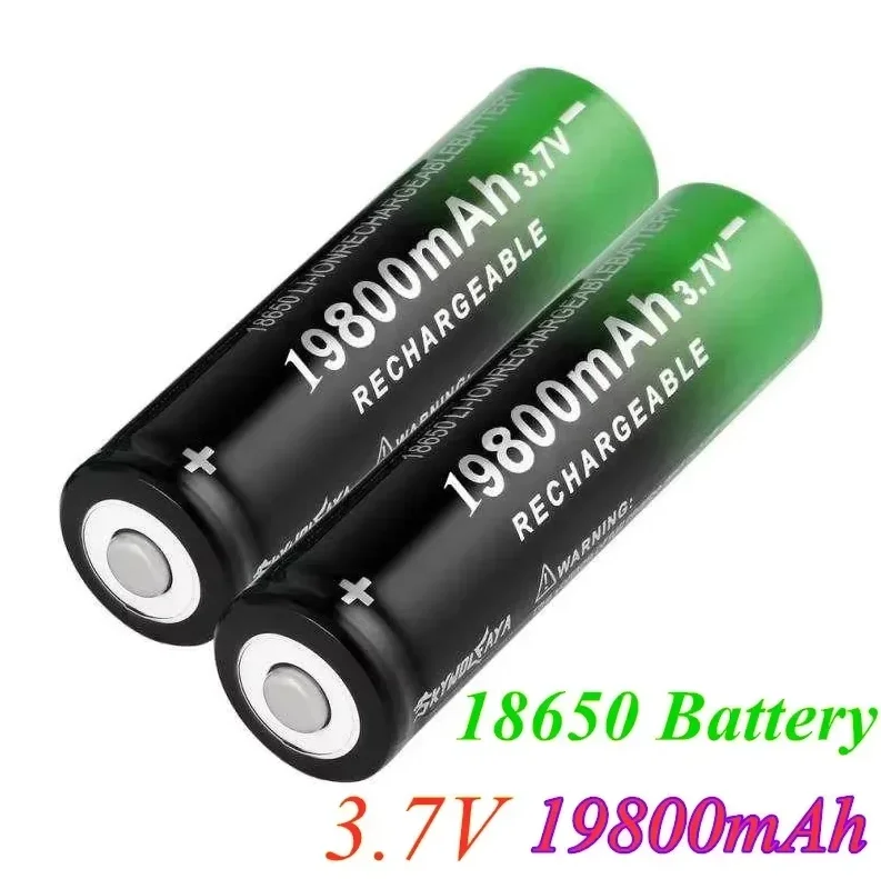 Sharp tip best-selling product 18650rechargeable lithium battery 3.7v19800mAh with charger strong light flashlight headlight fan