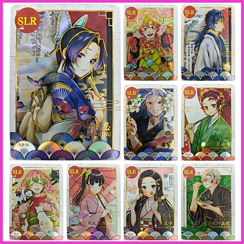 Anime Demon Slayer Rare SLR Refraction Game Collectible Cards Kochou Shinobu Zenitsu Tengen Giyuu Toys for boys Birthday Present