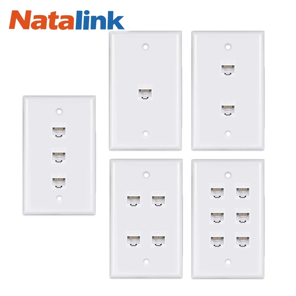 Natalink 1Pack Cat 6 Ethernet Wall Plate, Ethernet Wall Plate Female-Female Removable Compatible with Cat6/5/5e Ethernet Devices