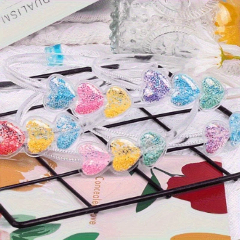 

Sweet Heart-Shaped Hair Hoops 5 Color Random Set Cute Soft Headbands for Women Girls Daily Kawaii Hair Accessories