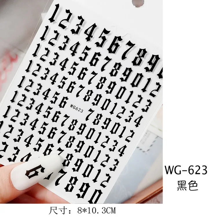 Press on Nails Art Letter Stickers Roman 26 English Alphabet Number Nails Accessories Art Decorations Sticker Aesthetic