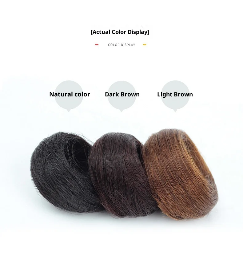 Real Hair Bun Hair for Female Straight Hair Lady Women Ring Net Celebrity Flower Bud Hair Artifact Fluffy Natural Hair Bag