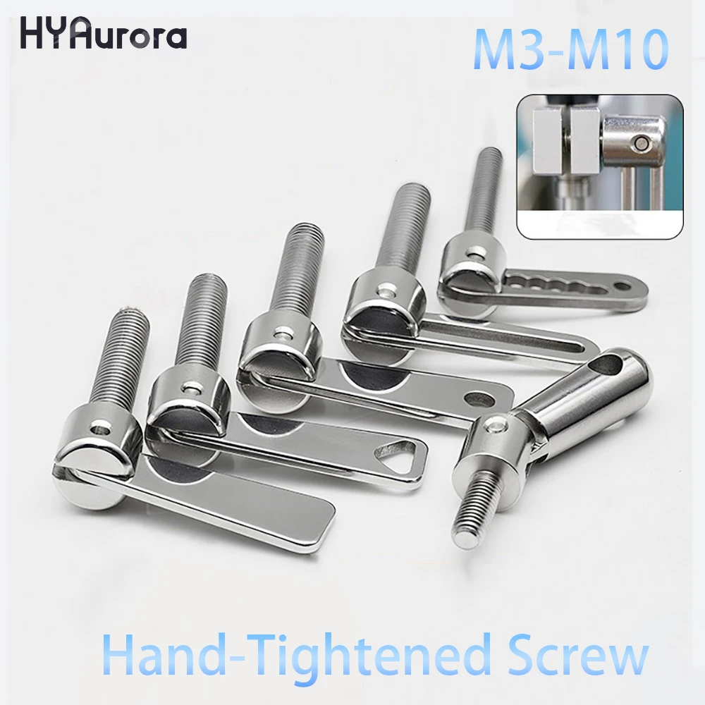 Stainless Steel L Handle Thumb Screw M3 M4 M5 M6 M8 Adjustable Revolving Arm Tool-Free for Machinery Guard Electronic Enclosure