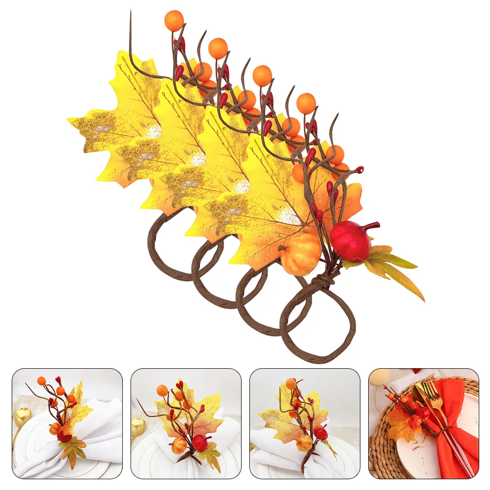 

4 Pcs Delicate Napkin Ring Set Banquet Dining Room Table Christmas Rings Plastic Farmhouse Thanksgiving Day
