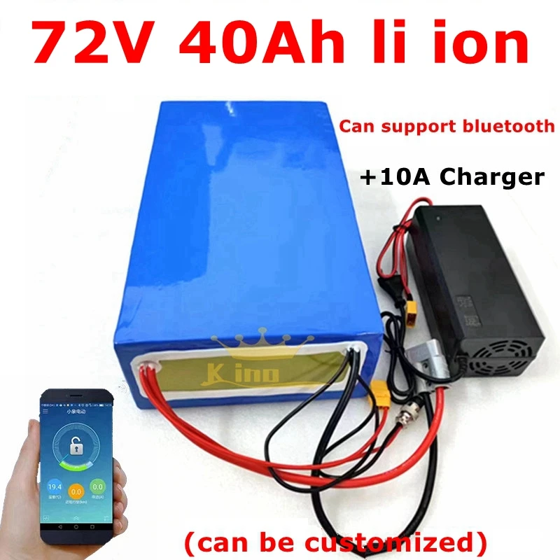 72v 40Ah li-ion battery bluetooth BMS APP lithium ion for 5000w electric snowmobile Mountain bike tractor Motorcycle scooter