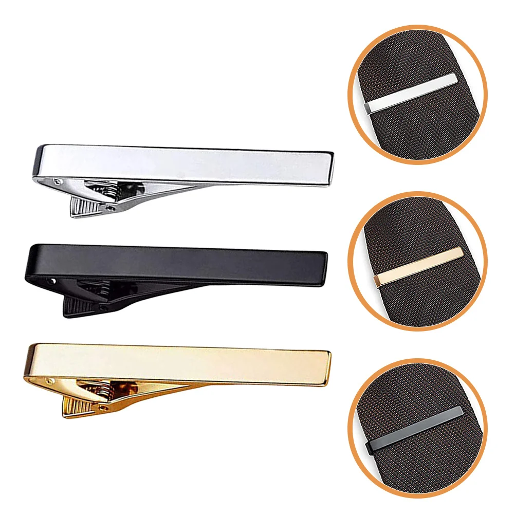 

3Pcs Men Tie Clips Elegant Business Suit Clip Regular Necktie Clip Wedding Party Accessory Necktie Bar