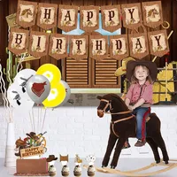Western Cowboy Theme West Cowboy Cowgirl Birthday Party Decoration Birthday Banner Cake Decor Balloon Happy Birthday Party Decor