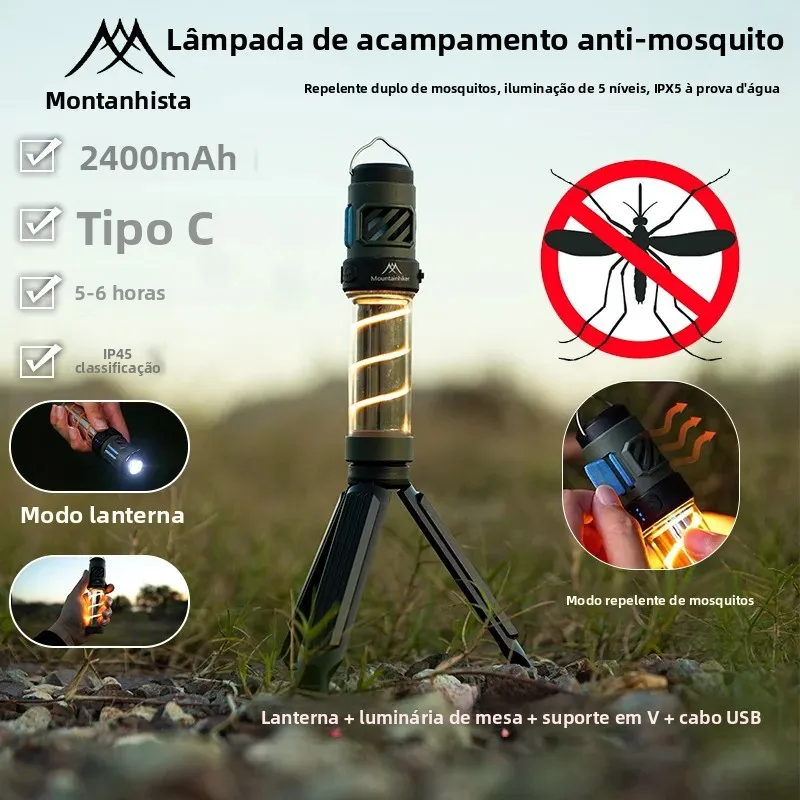 Lâmpada mata-mosquitos Mountainhiker, lâmpada multifuncional para acampamento ao ar livre, lâmpada multifuncional para iluminação de barracas, lâmpada para acampamento