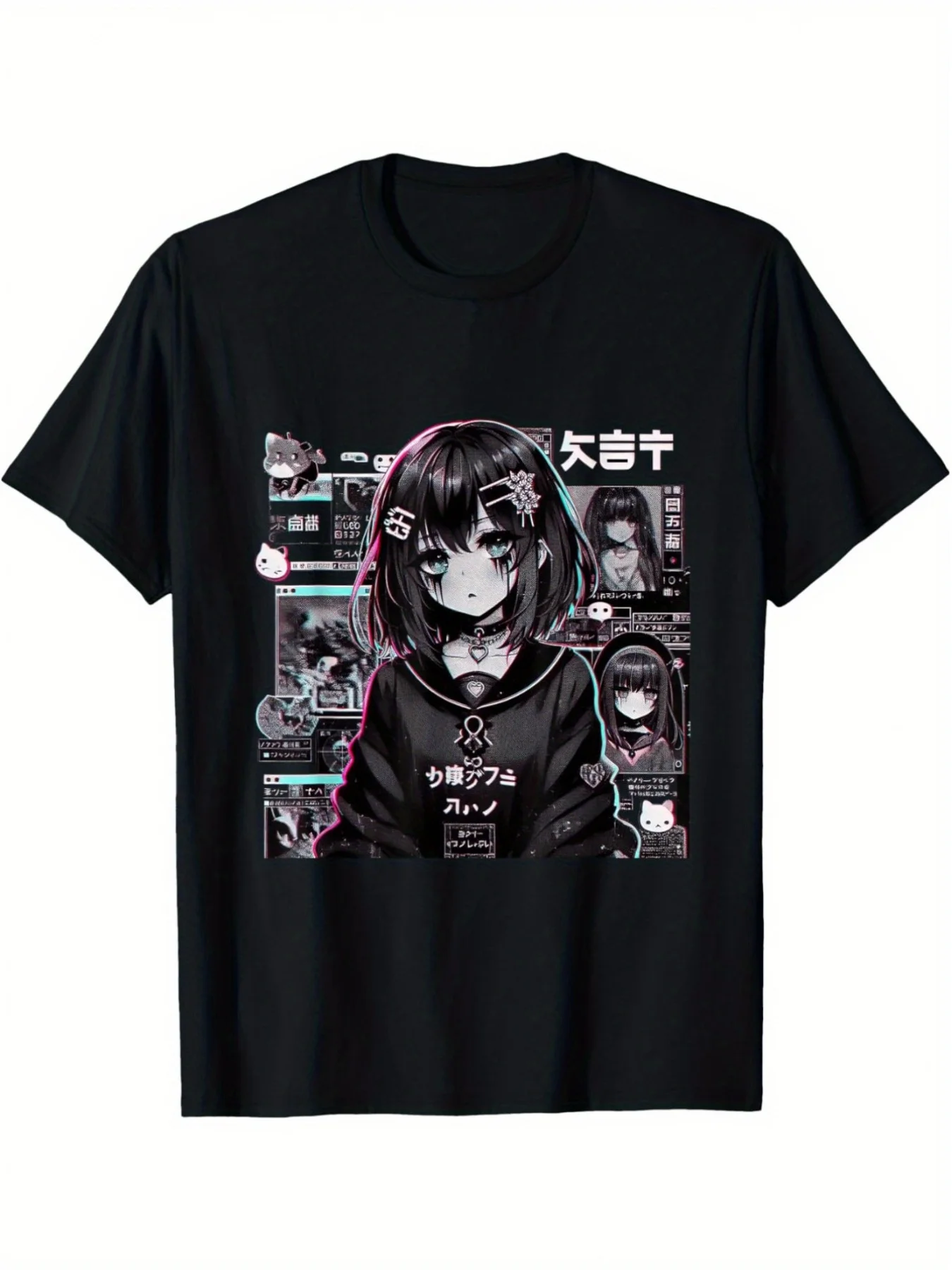 Steam wave anime girls Japanese aesthetics anime otaku T-shirt men clothing