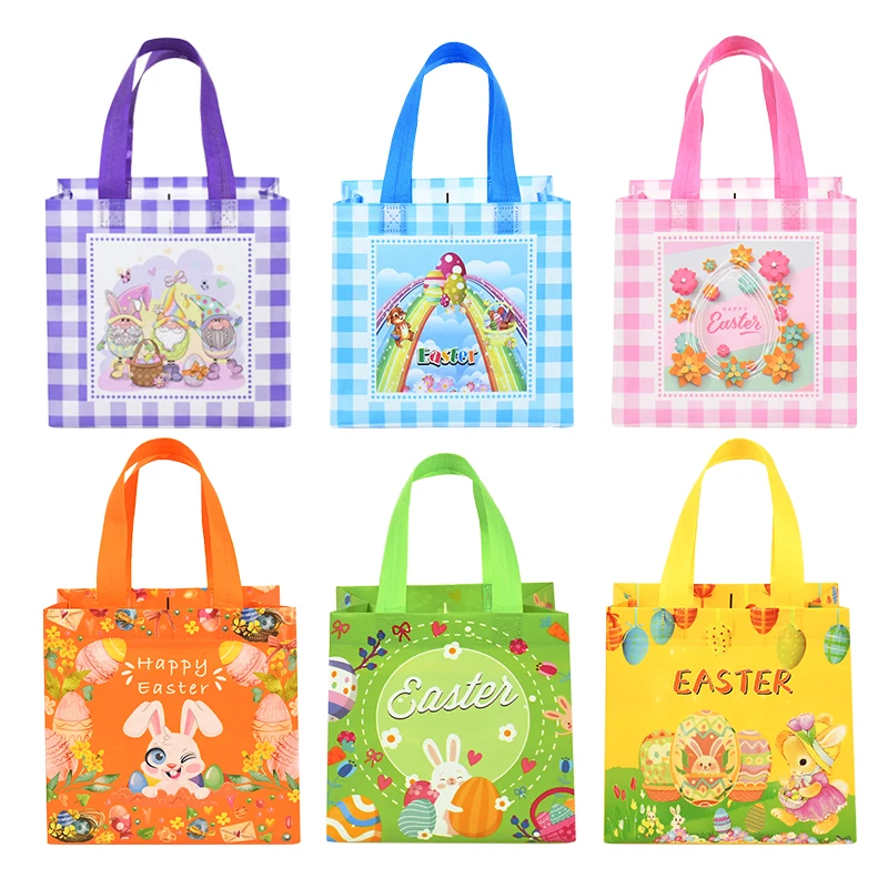 

2Pcs Happy Easter Gift Bag Rabbit Nonwoven Fabric Bag Candy Cookie Package Bags Spring Easter Party Decoration Kids Favors