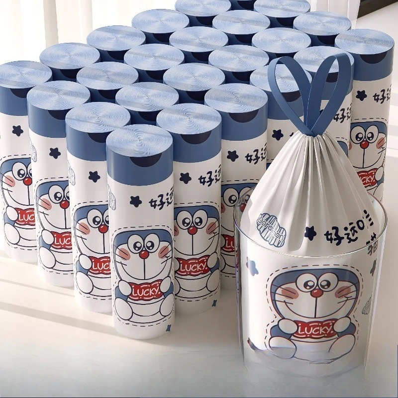 Doraemons saco de lixo bonito dos desenhos animados criativo kawaii casa tamanho grande grosso cordão saco de armazenamento de lixo presente