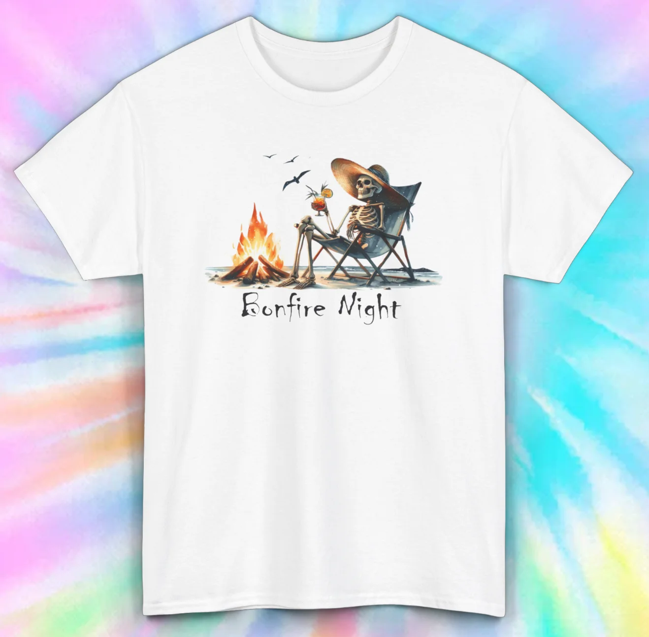 Bonfire Night Campfire Tee | Skeleton Marshmallow Roast | Casual Shirt | S-5XL