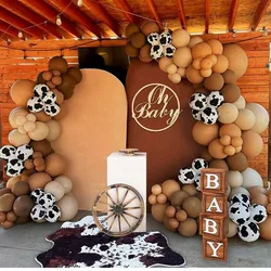 158pcs Farm Party Cow Theme Balloon Arch Garland Kit Coffee Khaki Latex Balloons for CowBoy CowGirl Party Baby Shower Decoration