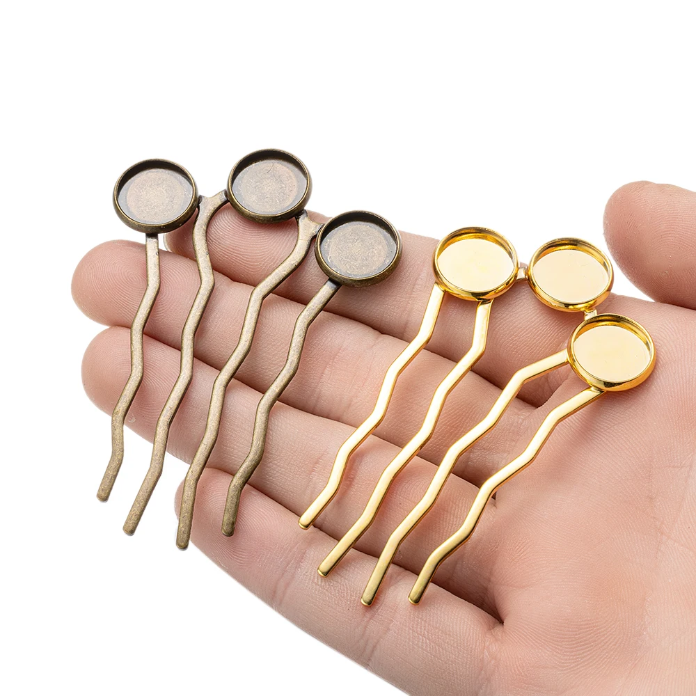 5pcs/lot 4 Teeth Comb Hair Accessories 12mm Cabochon Base Blank Hairpin Hair Wear Vintage Barrette DIY Jewelry Findings