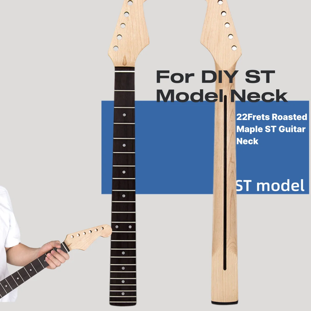 

DIY 22 Frets Electric Guitar Handle, Maple Neck, Rosewood Fingerboard, Transparent Satin Finish with Center Back