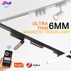 Casa inteligente tuya escurecimento 6mm ultra-fino montagem no teto 48v sistema de luz faixa magnética fino superfície montada luz linear