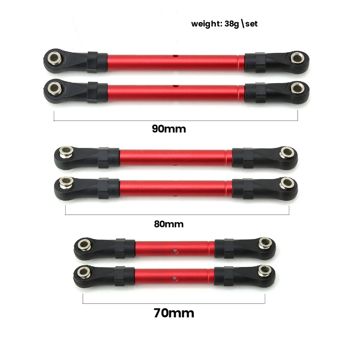 Adjustable Front & Rear Pull Rod Link Tie Rod Steering Rod for Traxxas Hoss/Slash/Rustler 4WD RC Car Upgrade Parts Red